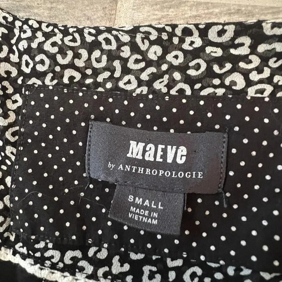 Anthropologie Maeve Women’s Blouson Mini Dress Size Small Black White Geometric - Picture 7 of 8